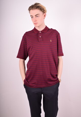 POLO RALPH LAUREN MENS VINTAGE POLO SHIRT LARGE MAROON 90S