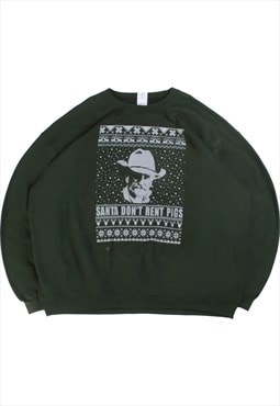 Vintage 90's Gildan Sweatshirt Santa Dont Rent Pigs