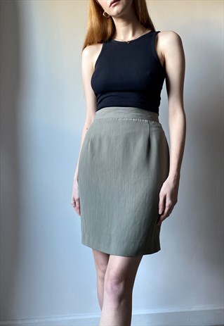 VINTAGE 90S GREY/KHAKI MINI SKIRT SIZE 8