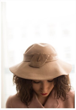 VINTAGE 60'S BEIGE WOOL HAT