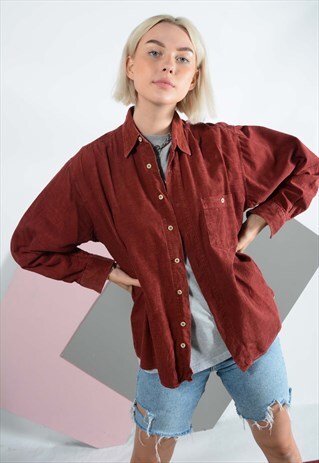 VINTAGE CORDUROY SHIRT IN MAROON