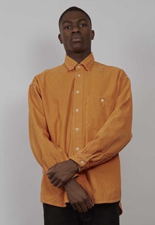 VINTAGE 80'S BRIGHT ORANGE CORDUROY SHIRT