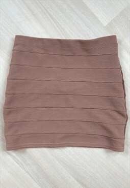 Y2K Brown Ribbed Mini Skirt