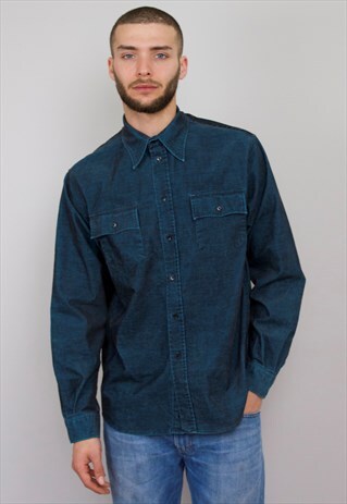 VINTAGE 90S BLUE CORDUROY SHIRT