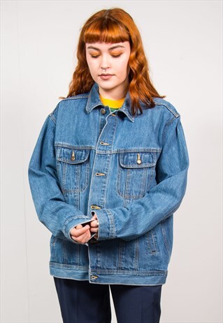 WRANGLER VINTAGE 90'S DARK BLUE DENIM OVERSIZED JACKET