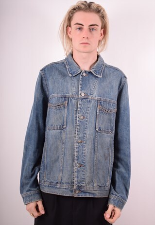 CERRUTI MENS VINTAGE DENIM JACKET XL BLUE 90S