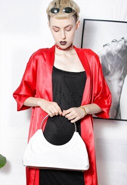 90s grunge y2k goth cute white patent silver o-ring mini bag