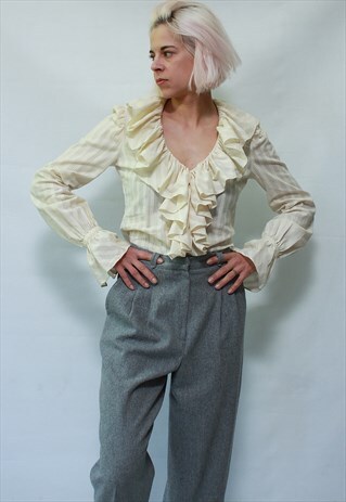 VINTAGE 80' UNIQUE ELEGANT RALPH LAUREN CREAM SHIRT