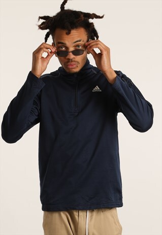VINTAGE ADIDAS EMBROIDERED 1/4 ZIP SWEATSHIRT