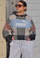 Y2K vintage reworked Puma patchwork check knitted jumper