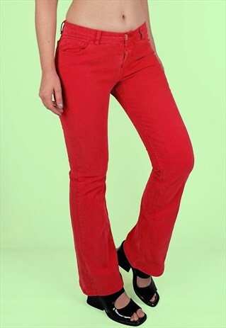 VINTAGE 90'S REPLAY RED JEANS LOW RISE FLARED LEG