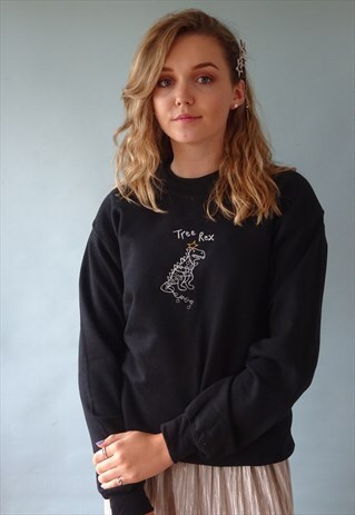 UNISEX SWEATSHIRT WITH DINOSAUR CHRISTMAS EMBROIDERY