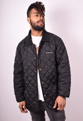 SERGIO TACCHINI MENS VINTAGE QUILTED JACKET LARGE BLACK 90S