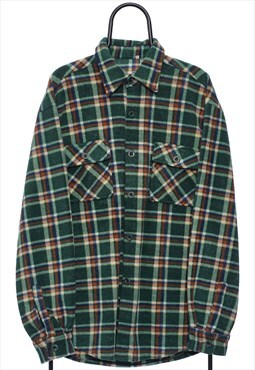 Vintage Green Check Fleeced Flannel Shirt Mens