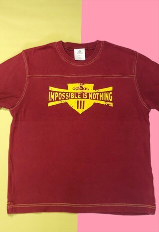 VINTAGE WAVY MAROON X YELLOW ADIDAS SPELL OUT TOP