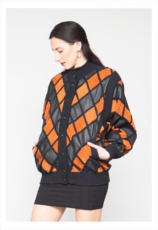 RARE VINTAGE 1980'S LEATHER PATCHWORK JACKET COAT