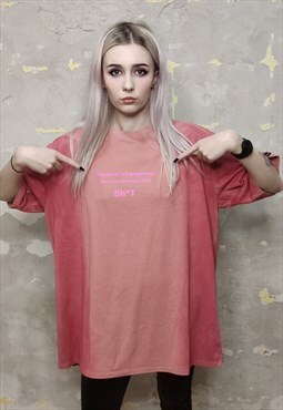 Success slogan baggy tee gradient tie-dye t-shirt in pink