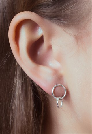 CIRCLE LINKED STUD EARRINGS STERLING SILVER