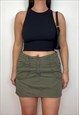 Reworked Khaki Y2K Mini Cargo Skirt