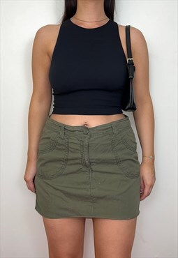 Reworked Khaki Y2K Mini Cargo Skirt