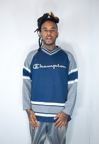 CHAMPION EMBROIDED BLUE VINTAGE SWEATSHIRT