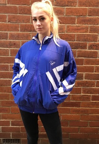 VINTAGE SHELL SUIT BOMBER JACKET RETRO SPORTS COAT L