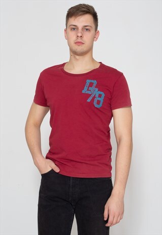 90S VINTAGE RED DIESEL LOGO CREW NECK T-SHIRT