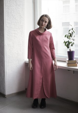 VINTAGE 60'S PINK TEXTURED DRESS