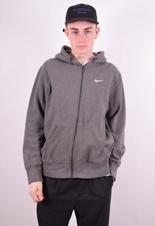 NIKE MENS VINTAGE HOODIE JACKET LARGE GREY 90'S