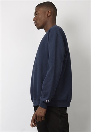 90'S VINTAGE CHAMPION LOGO SLEEVE NAVY SWEATER