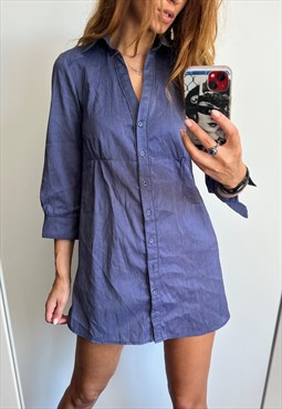 90s Purple Mini Shirt Dress S