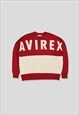 Vintage Avirex Spellout Logo Knit Jumper in Red & Cream