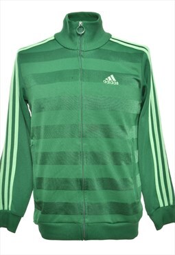 Green Adidas Striped Track Top - L