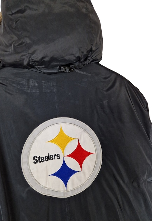Y2K Men's NFL Pittsburgh Steelers Parka Coat Black Size XL