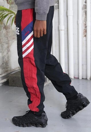 VINTAGE ADIDAS BIG LOGO TRACKSUIT TROUSERS BLACK RED