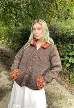 Rare 90s Pachamama Hand Knitted Wool Button Up