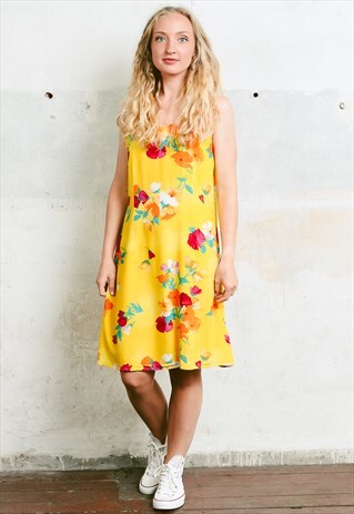 VINTAGE 90S FLORAL MIDI SLIP DRESS