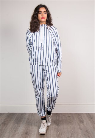 90'S VTG FILA WHITE LINE TRACKSUIT TOP AND TROUSERS