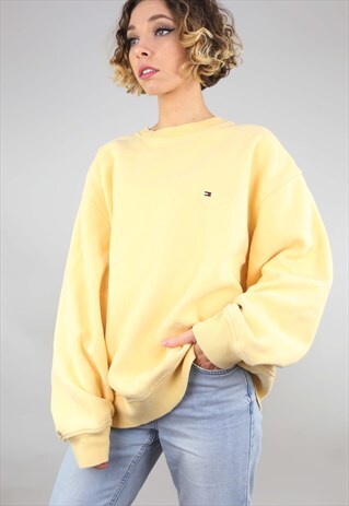 VINTAGE RETRO YELLOW TOMMY HILFIGER SWEATER SWEATSHIRT