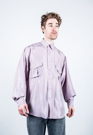VINTAGE 1980S PURPLE SILK SHIRT