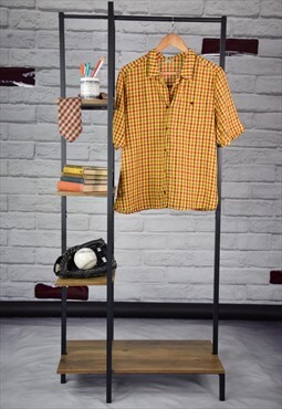 90s Vintage Preppy Yellow & Red Check Short Sleeve Shirt