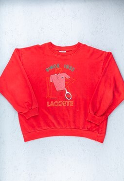 80s Lacoste Red Embroidered Big Logo Sweatshirt - B2573