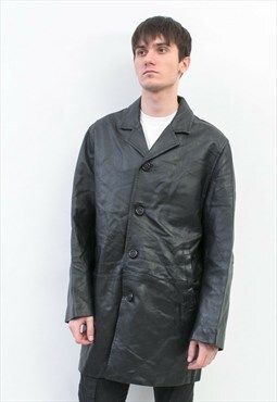 Leather Vintage S Men UK 38 US Jacket EU 48 Coat Black Retro