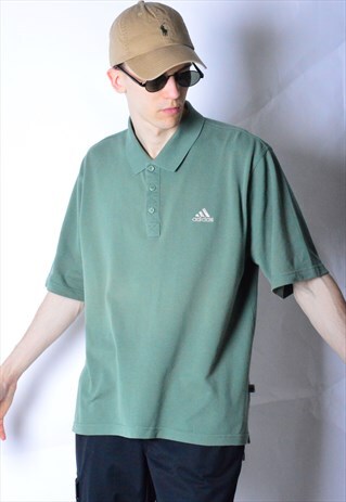 VINTAGE 90S KHAKI ADIDAS POLO SHIRT