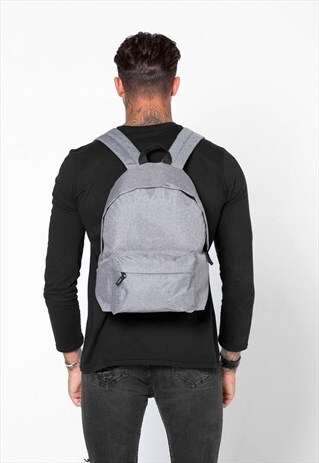 ESSENTIAL BLANK RUCKSACK BACKPACK BAG - HEATHER GREY