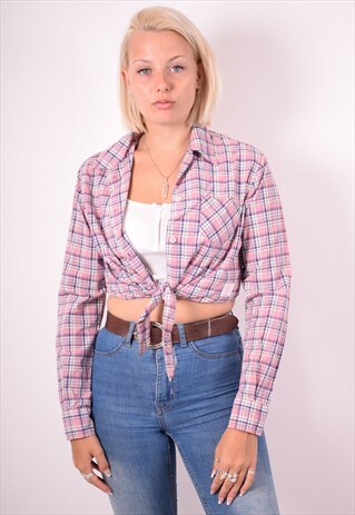 REPLAY WOMENS VINTAGE SHIRT MEDIUM PURPLE CHECK 90S