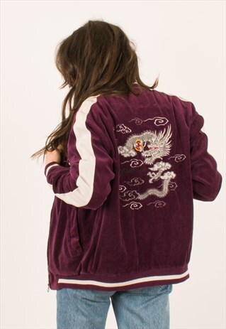 VINTAGE 90S BULLET NOISE DRAGON SOUVENIR VELVET JACKET MEDIU