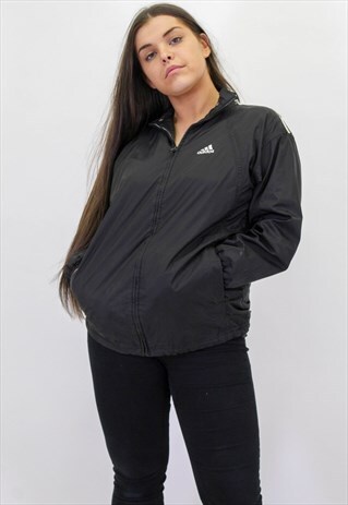 VINTAGE ADIDAS WINDBREAKER JACKET IN BLACK