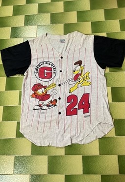 Vintage 90s Garfield All-Stars Baseball Style Button Shirt