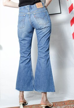 Vintage 80s 90s Grunge Levis Blue Tall Flare Bell Wide Jeans
